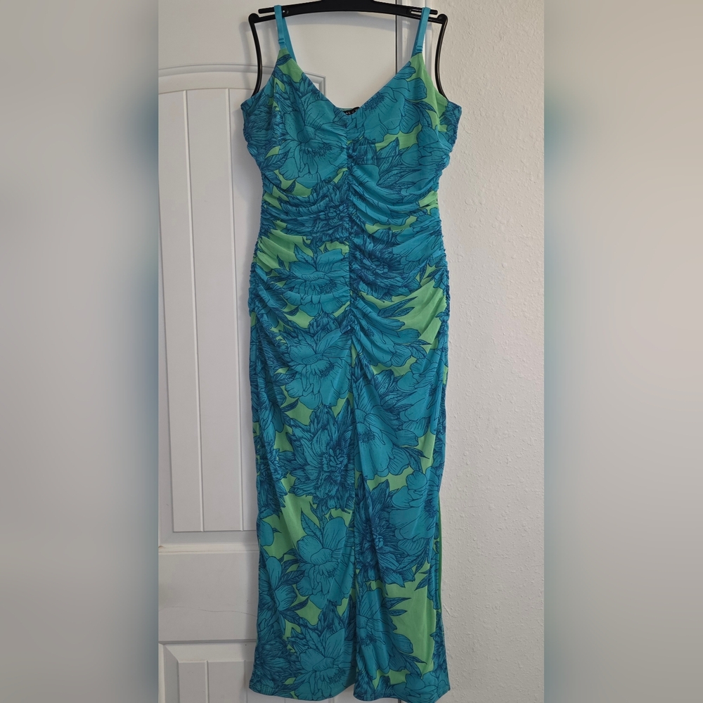 AS U Wish floral Blue & Green Maxi Dress Size XL